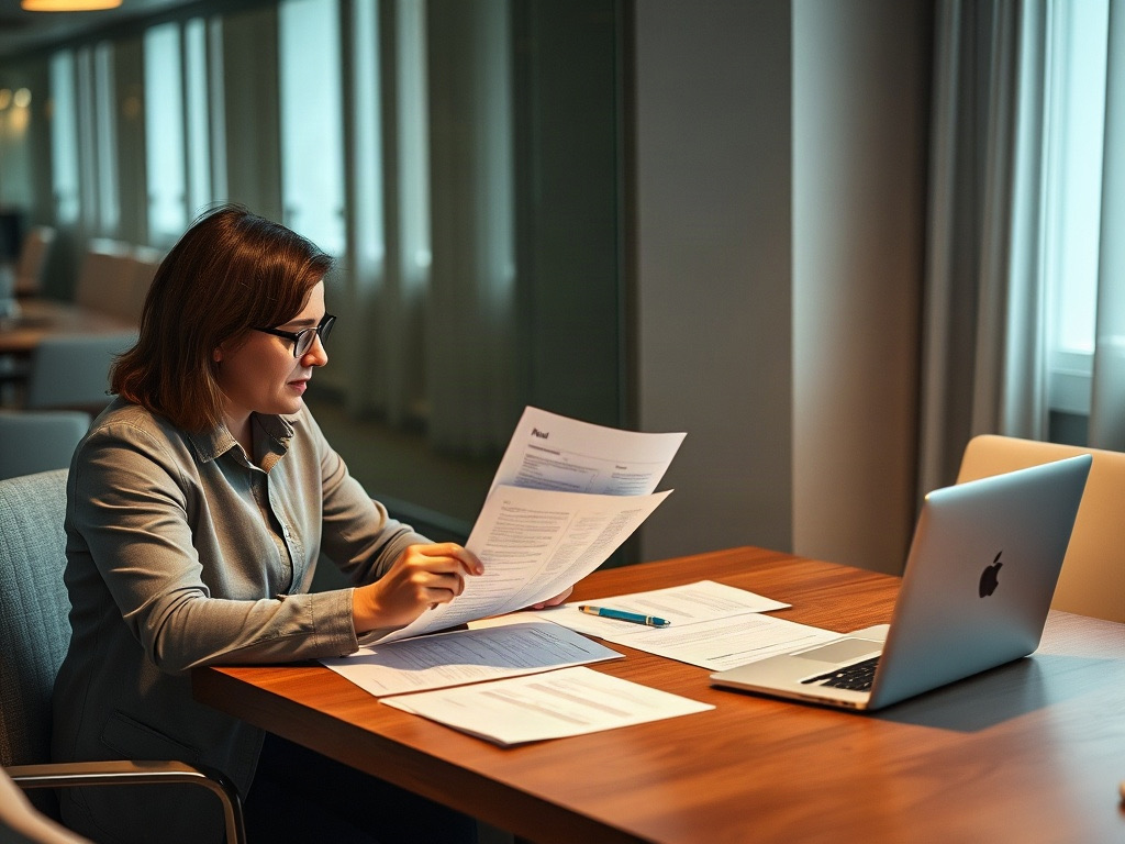 Documentary photo of two Polish office workers sitting at a conference table